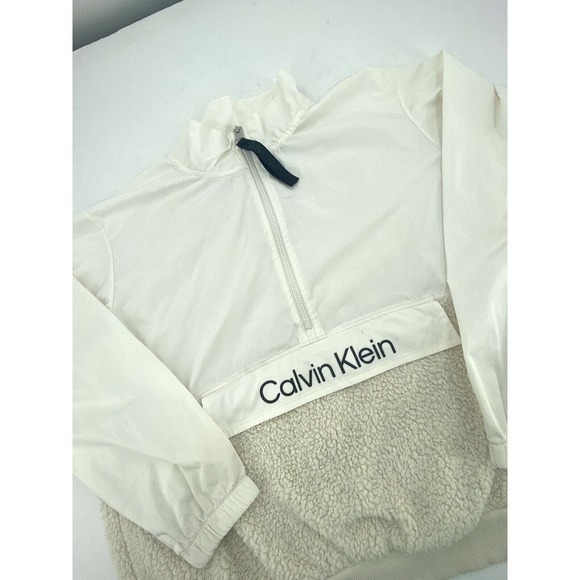 Calvin Klein Women's Fleece Jacket Windbreaker‎ Half Zip Mock Neck Pockets Large - Picture 7 of 8
